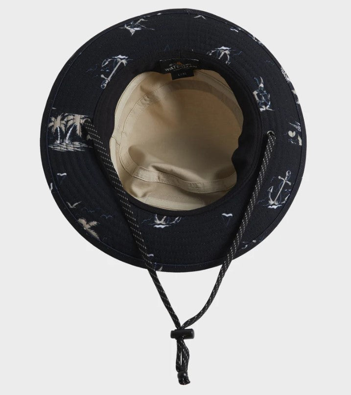 Quiksilver Lay Day Boonie Hat in cloudy gray with printed black under the brim