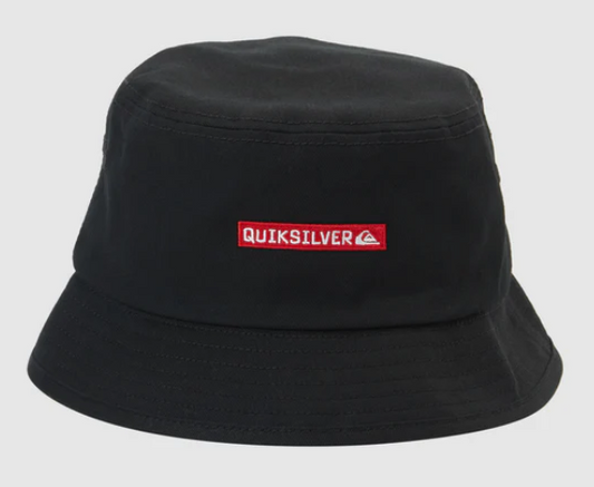 Quiksilver Men's DNA Bucket Hat
  in black with red logo from front