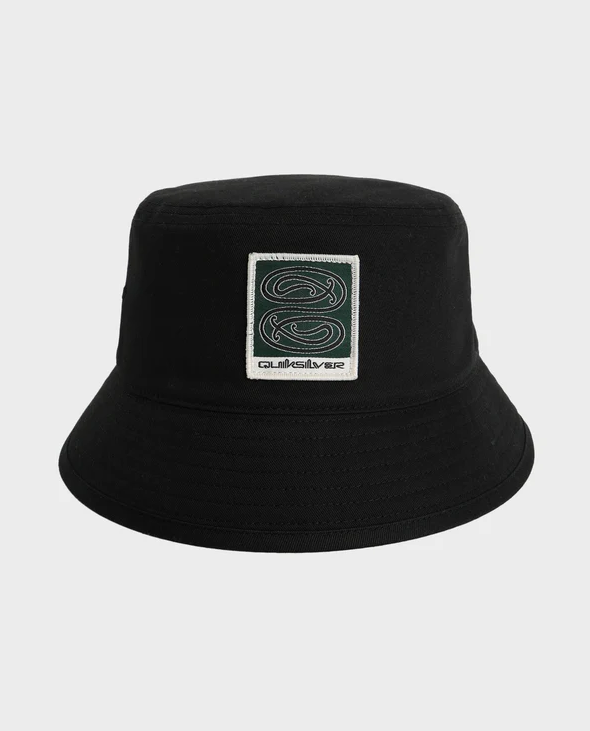 Quiksilver Tai Kehu Tuna-Heke Bucket Hat in black with maori design on patch logo