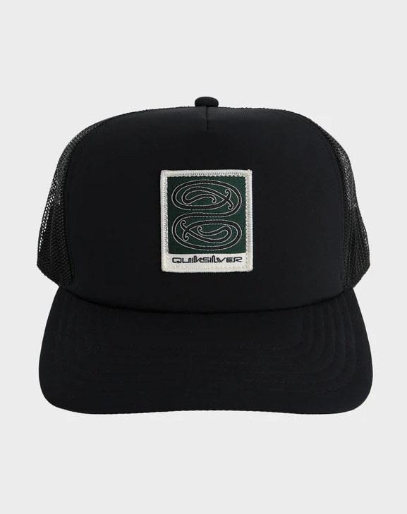 Quiksilver Tai Kehu Tuna-Heke Trucker Cap in black from the front