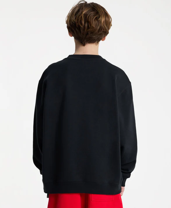 Quiksilver Mercury Trident Youth Crew in black on model from rear