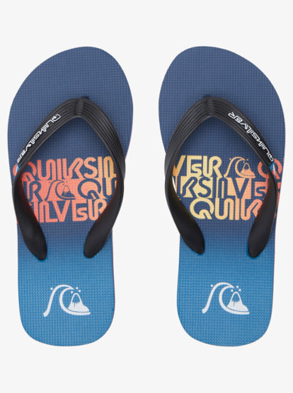 Quiksilver Molokai Art Youth Jandals in blue, blue and yellow pair
