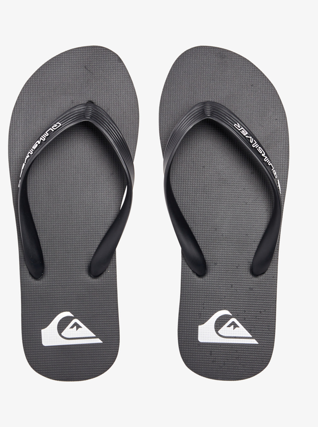 Quiksilver Molokai Core Jandals in black and white showing a pair from the top