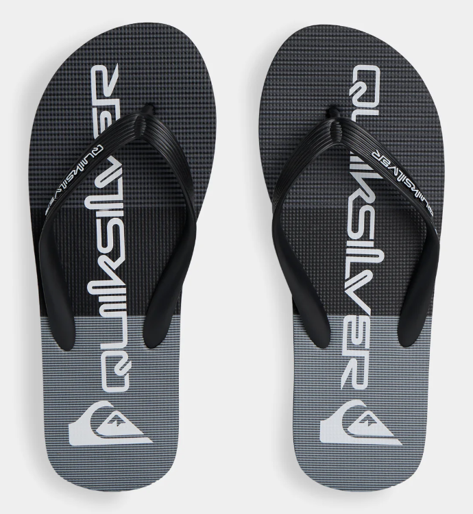 Quiksilver Moncata Jandals in grey/grey/black colourway showing a pair from above