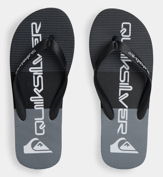 Quiksilver Moncata Jandals in grey/grey/black colourway showing a pair from above