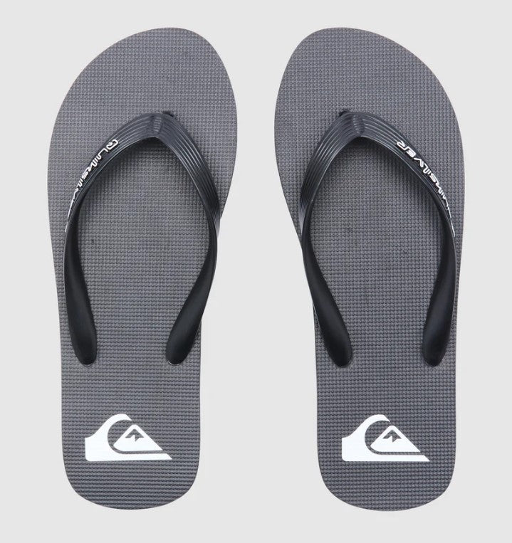 Quiksilver Moncata Core Jandals in black with white detailing showing pair from above