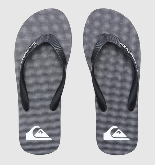 Quiksilver Moncata Core Jandals in black with white detailing showing pair from above