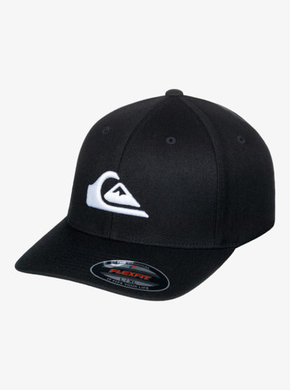 Quiksilver Mountain and Wave Flexfit Cap in black and white