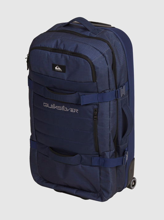Quiksilver New Reach 100L Travel Bag naval academy standing to the side