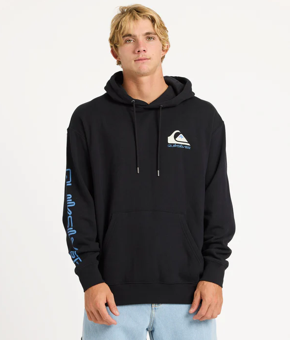 Quiksilver Omni Logo Mens Hoodie in black on model from front