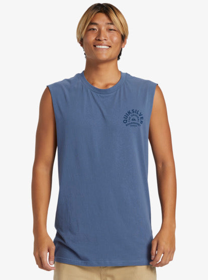 Quiksilver On Target Muscle Top in cintage indigo from front