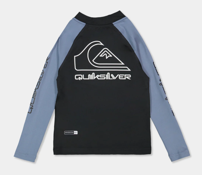 Quiksilver On Tour Long Sleeve Boys Rashie in china blue from rear