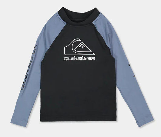 Quiksilver On Tour Long Sleeve Boys Rashie in china blue from front