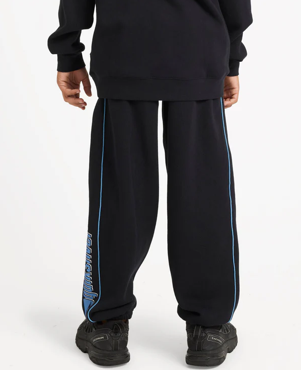 Quiksilver Panelled Youth Trackpants in black with blue piping from rear