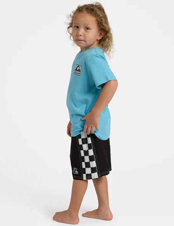 Quiksilver Pitted Boys Tee in light blue on model from side