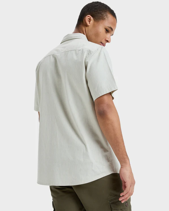 Quiksilver MW Premium Stretch Short Sleeve Shirt in moonstruck colourway from  rear