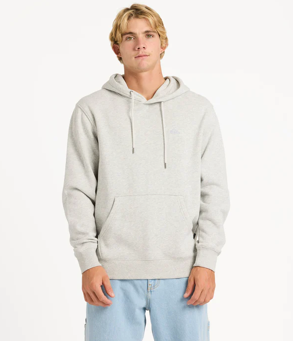Quiksilver Saltwater Hoodie in light grey heather from front on model