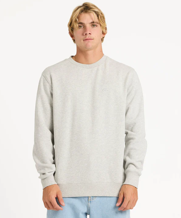 Quiksilver Salt Water Mens Crew in light grey heather on model from front