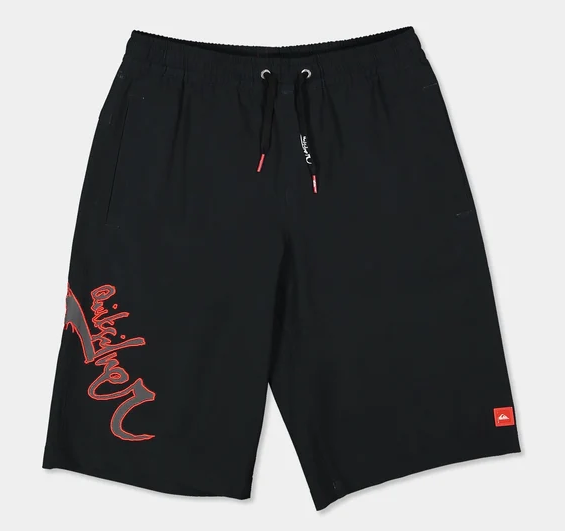 Quiksilver Scrawl 19" Youth Boardshorts in black from front flatlay