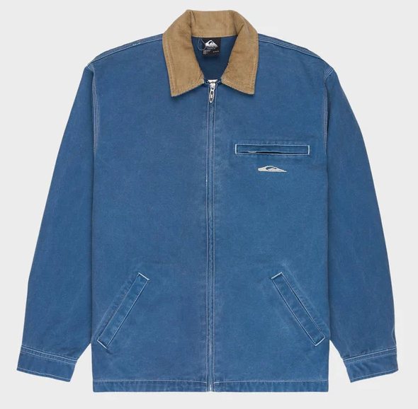 Quiksilver Sharper Pad Unlined Men's Jacket in dark denim flatlay on white background