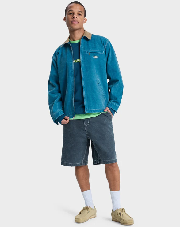 Quiksilver Sharper Pad Unlined Men's Jacket in dark denim on model from front