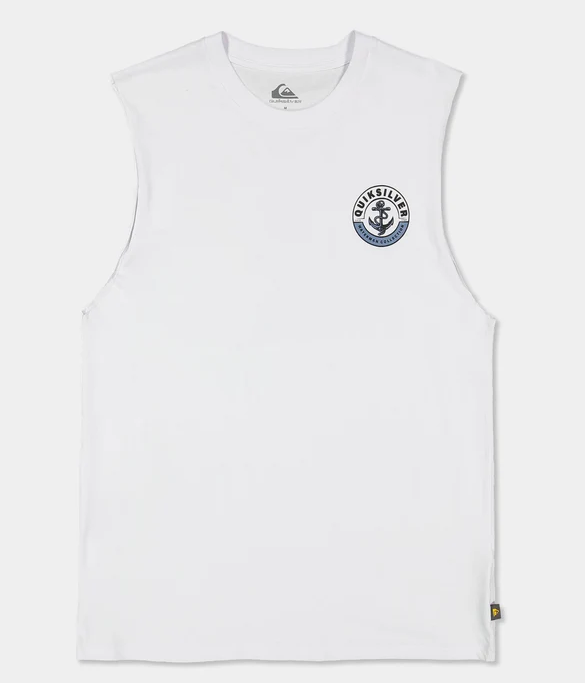 Quiksilver Sinker Muscle Shirt in white from front flat