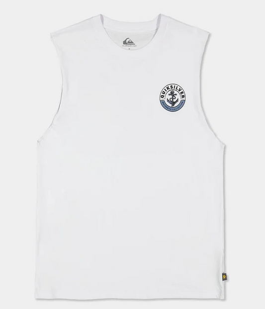 Quiksilver Sinker Muscle Shirt in white from front flat