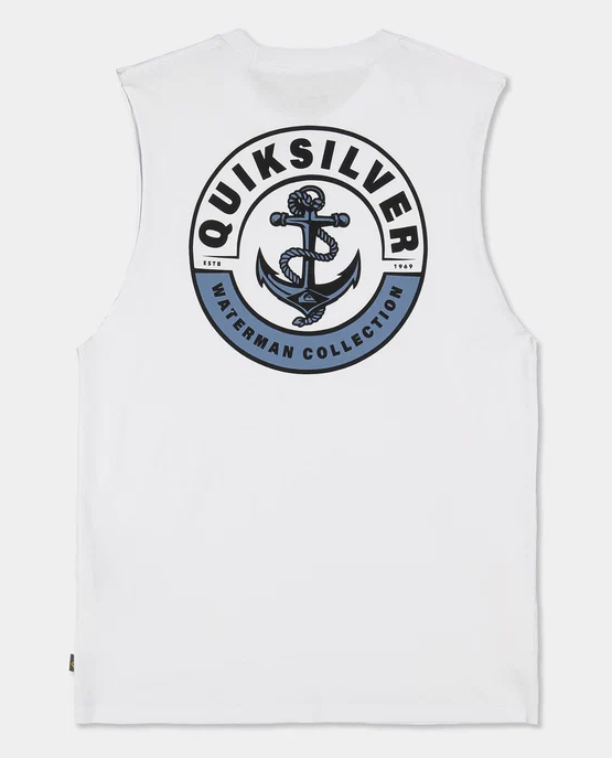 Quiksilver Sinker Muscle Shirt in white from rear flatlay