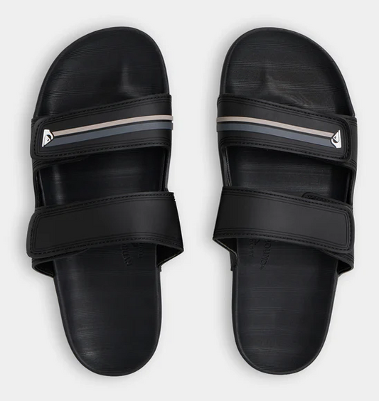 Quiksilver Sunset Slide Double Adjust Men's Slides in black with grey details showing pair from above