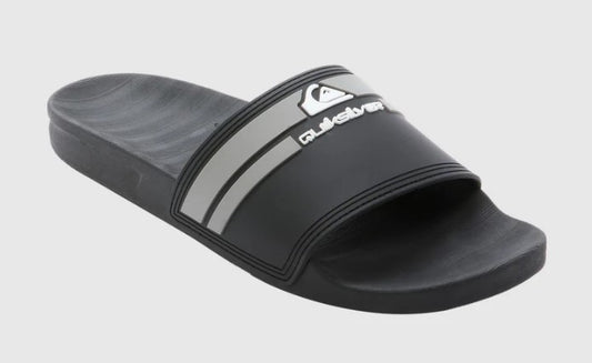 Quiksilver Sunset Mens Slides  in black with grey stripe from side