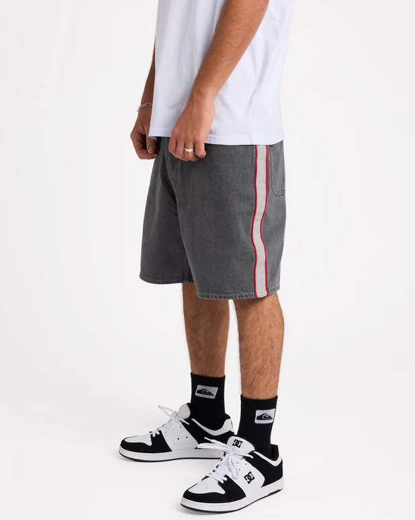 Quiksilver System 23" Men's Denim Shorts in dark smoke colourway form the side