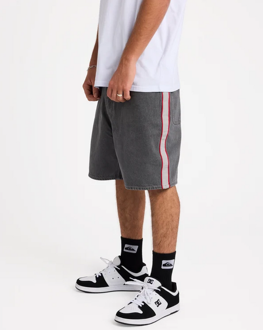 Quiksilver System 23" Men's Denim Shorts in dark smoke colourway form the side