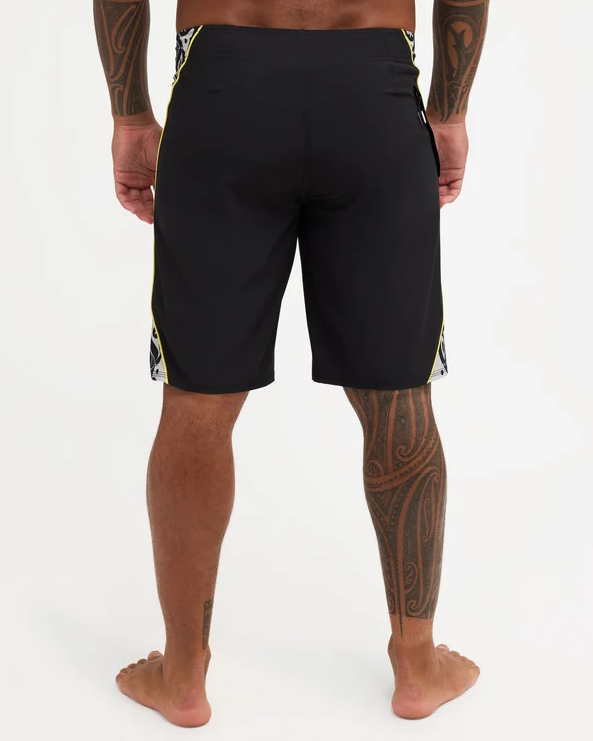 Quiksilver Tai Kehu Mangotu 20" Maori Boardshorts in black on Kehu Butler from the back