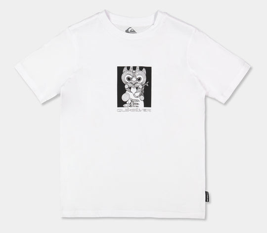 Quiksilver Tai Kehu Marakihau Boys T-Shirt in white flatlay from the front