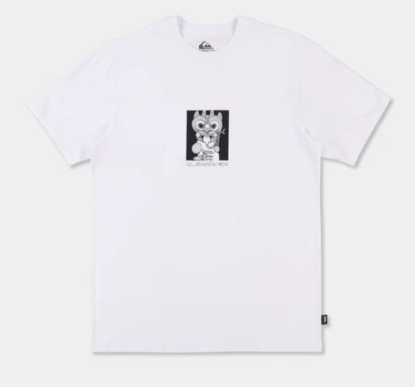 Quiksilver Tai Kehu Marakihau Men's Maori T-Shirt in white flatlay from the front