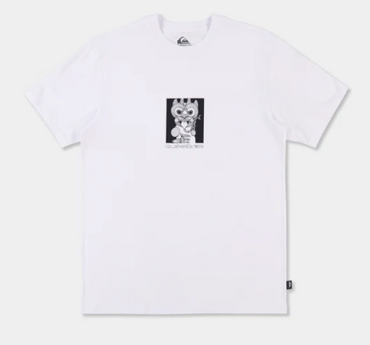 Quiksilver Tai Kehu Marakihau Men's Maori T-Shirt in white flatlay from the front