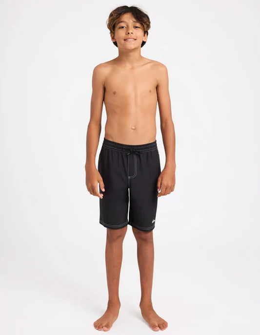 Quiksilver Tai Kehu Youth Pu-Tawhiro Maori Volley Shorts on a model from the front
