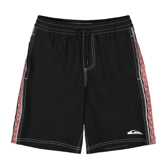 Quiksilver Tai Kehu Pu-Tawhiro 20" Maori Volley Shorts in black from the front