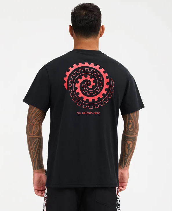 Quiksilver Tai Kehu Tai Uru Men's T-Shirt in black on Kehu Butler from the back