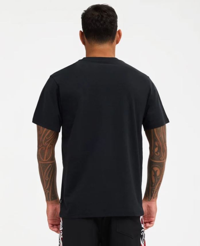 Quiksilver Tai Kehu Takarangi Panel Tee in black on Kehu Butler from the back