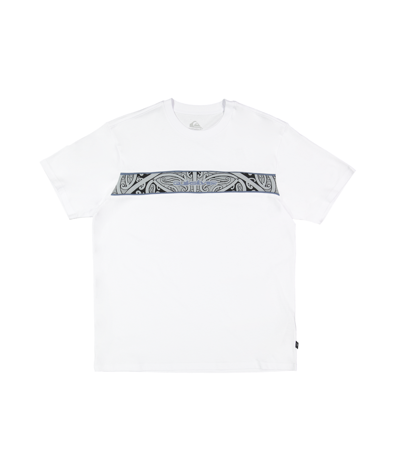 Quiksilver Tai Kehu Takarangi Panel T-Shirt in white flat lay