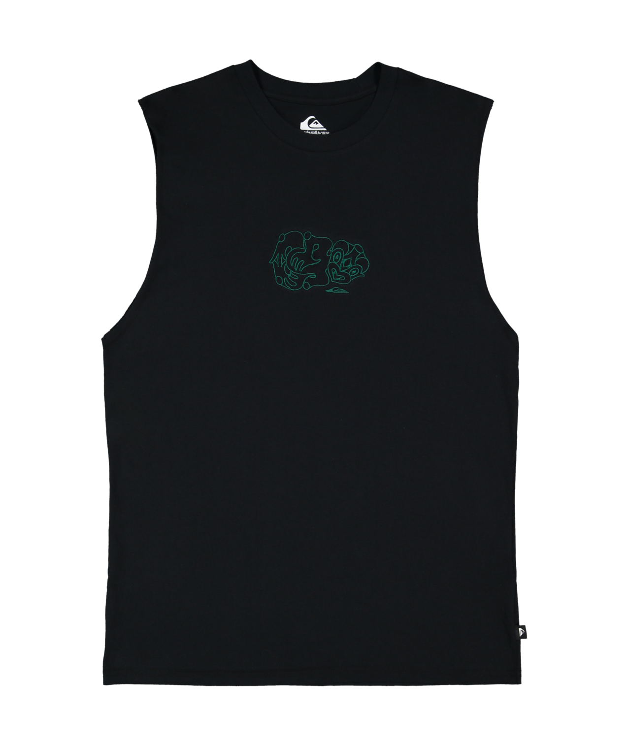 Quiksilver Tai Kehu Tiki Muscle Top in black from front flat lay