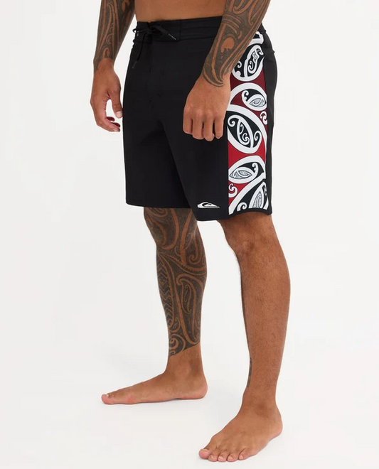 Quiksilver Tai Kehu Tohu Surfsilk 18" Boardshorts on Kehu Butler from the left
