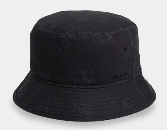 Quiksilver Tai Kehu Tuna Heke Bucket Hat in black with tonal tiki prints from the front