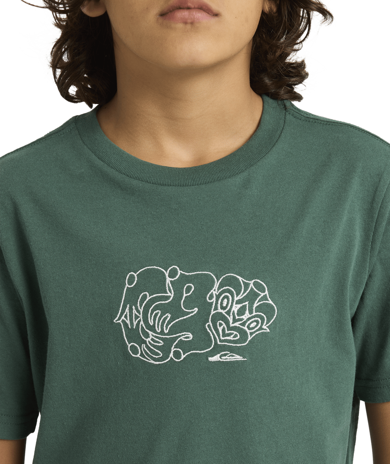 Quiksilver Tai Kehu Tiki Youth T-Shirt  in jungle green close up