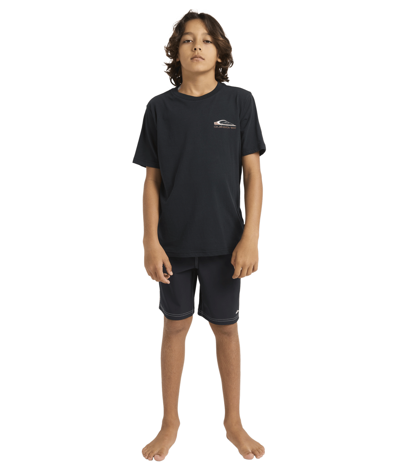 Quiksilver Tai Kehu Tohu Youth T-Shirt  in black on model full length