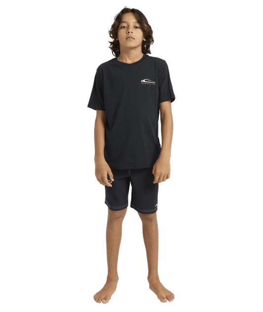 Quiksilver Tai Kehu Tohu Youth T-Shirt  in black on model full length