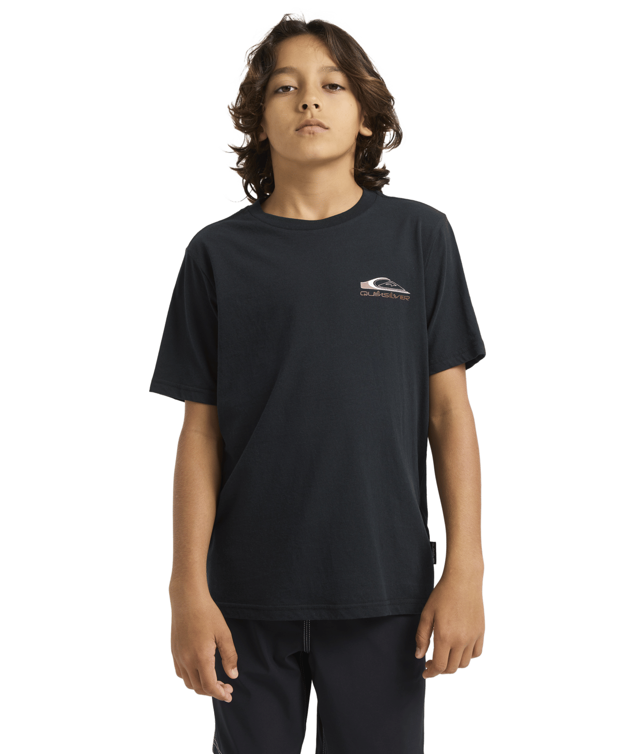 Quiksilver Tai Kehu Tohu Youth T-Shirt  in black from front on youth model