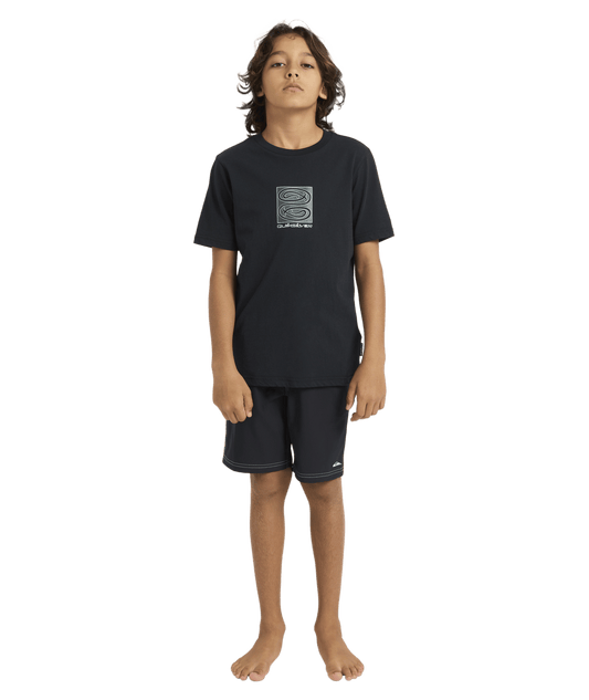 Quiksilver Tai Kehu Tuna-Heke Youth T-Shirt in black on youth model full length from front