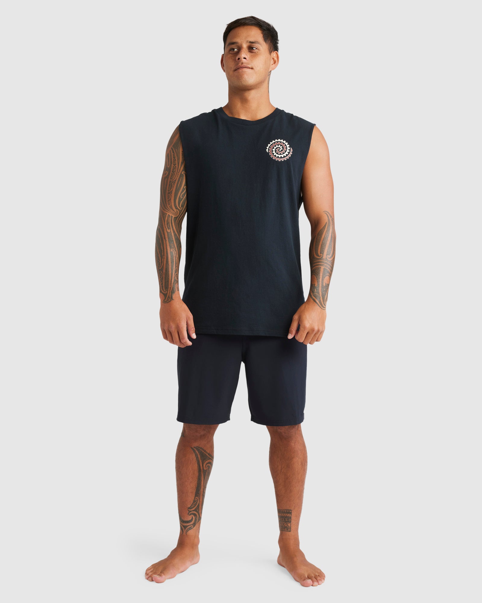 Quiksilver Tai-Uru Kehu Muscle in black from front on Kehu Butler